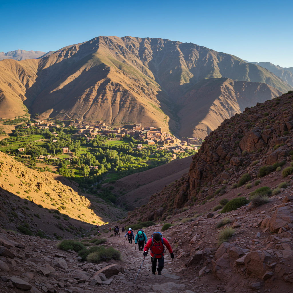 climbing to imlil