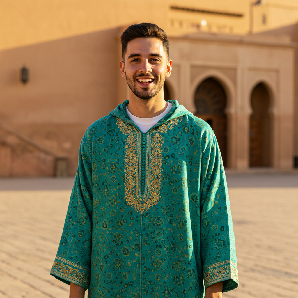 men wearin traditionnal jellaba