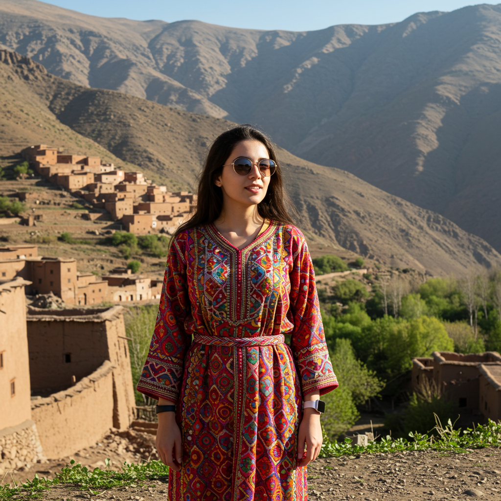 women wear caftan in the Atlas Mountains