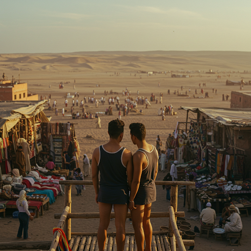 LGBTQ+ couple in the Moroccan desert